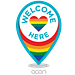The Welcome Here Project brand logo where LGBTIQ diversity is celebrated.