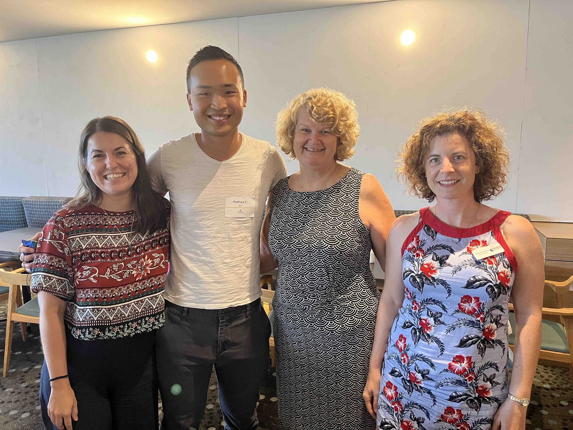 Photo of Matt Fong, Speech Pathologist at Independent Rehabilitation Services and colleagues at 2022 Aphasia Camp