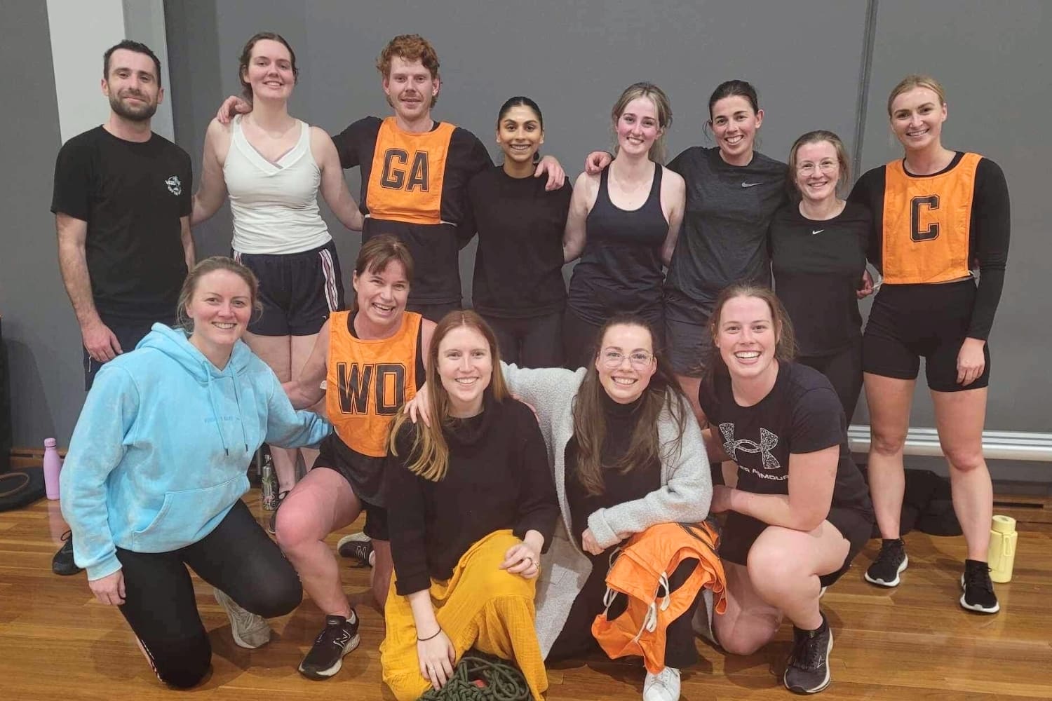 The IRS mixed netball team "The Fumble Force" posing for a team shot
